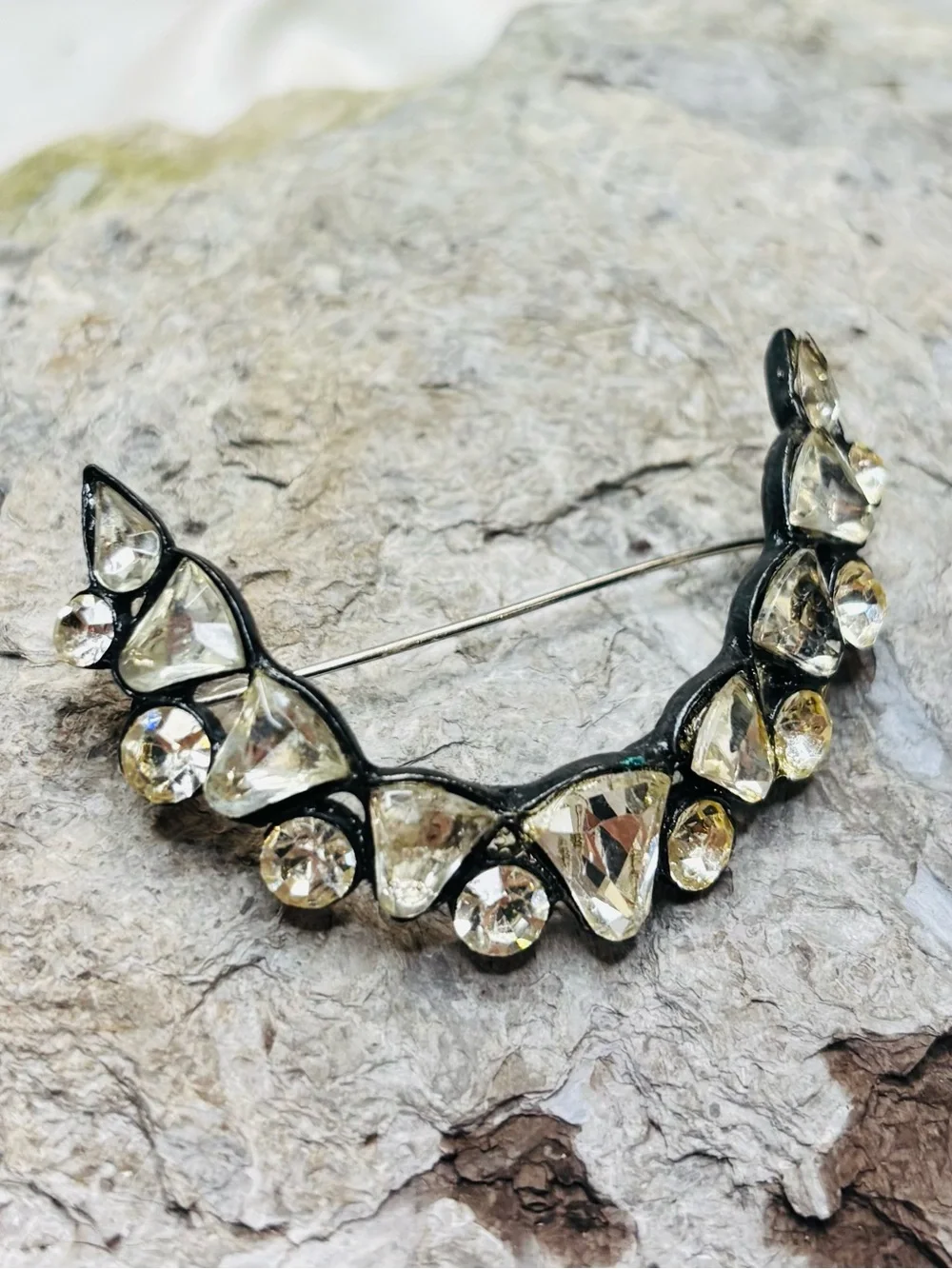 Vintage Art Deco Celestial Rhinestone Brooch